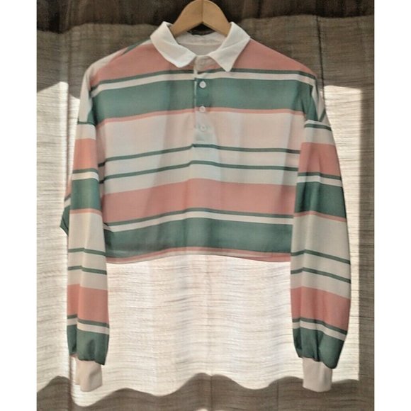 Boutique Tops - Women's Boutique  Colorful Striped Long Sleeve Crop Top Shirt Size Large